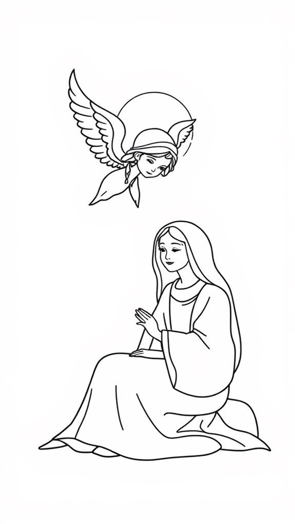 minimalist angel coloring page