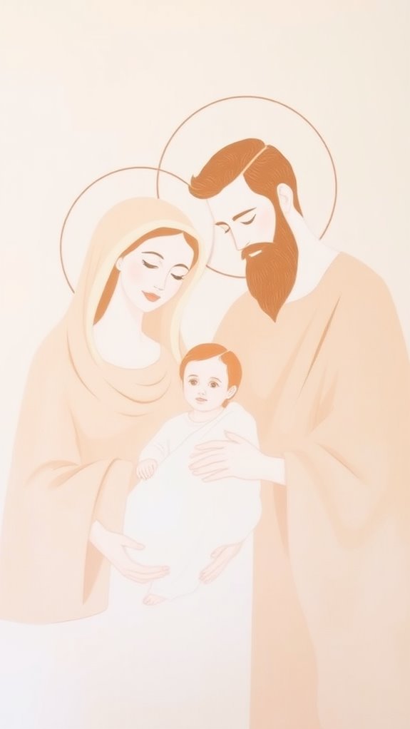minimalist holy family artwork