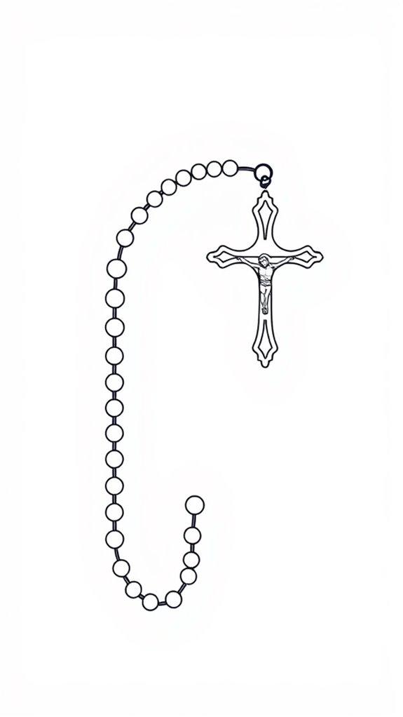 minimalist rosary line drawing