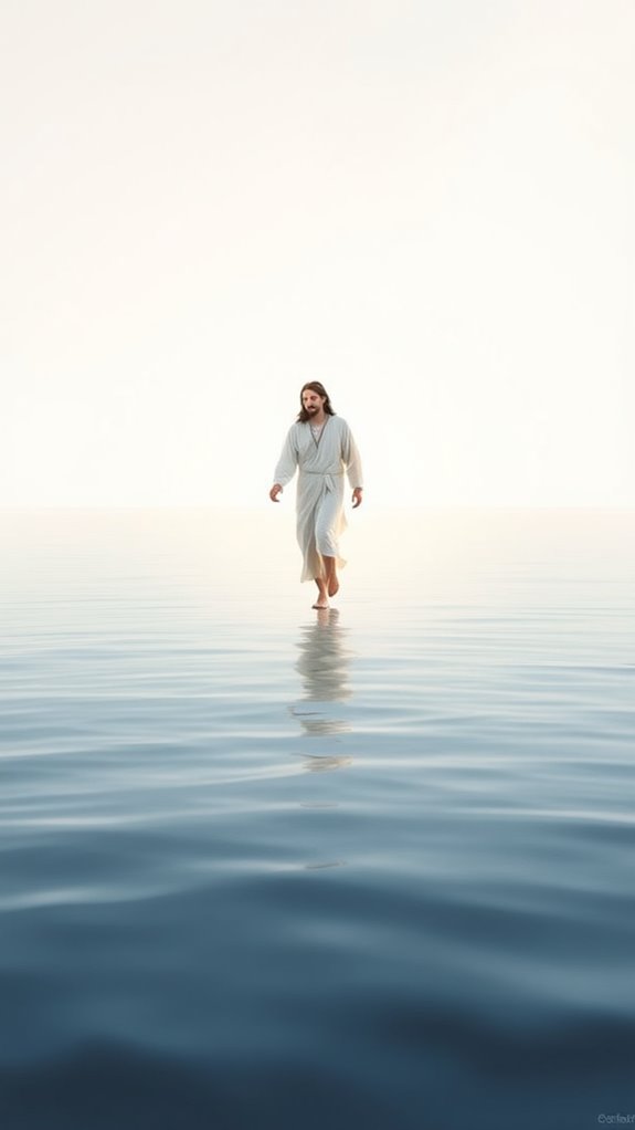 minimalist water walking jesus