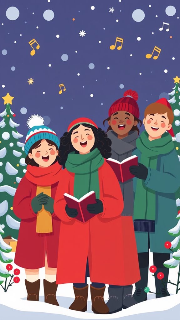 modern christmas carolers clipart