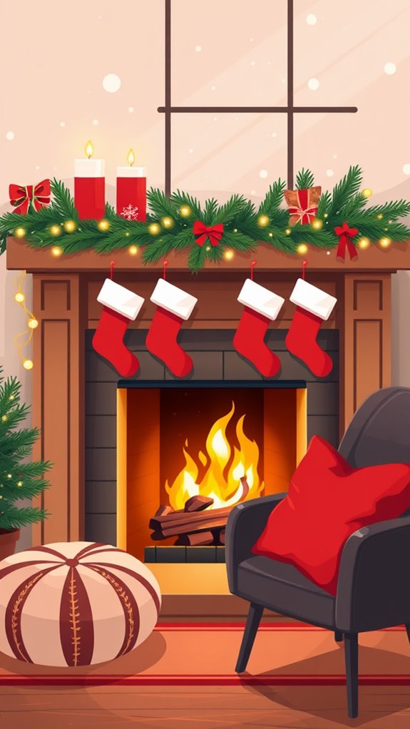 modern festive fireplace art