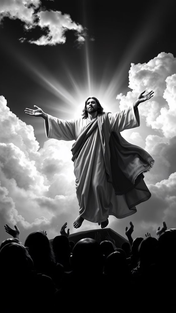 monochrome jesus ascending artwork