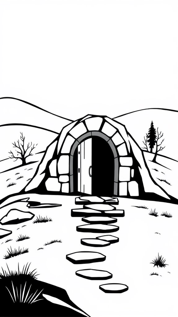 monochrome jesus tomb clipart