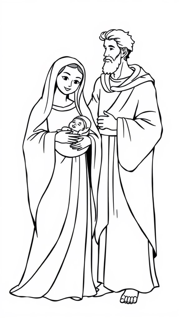 monochrome mary joseph clipart