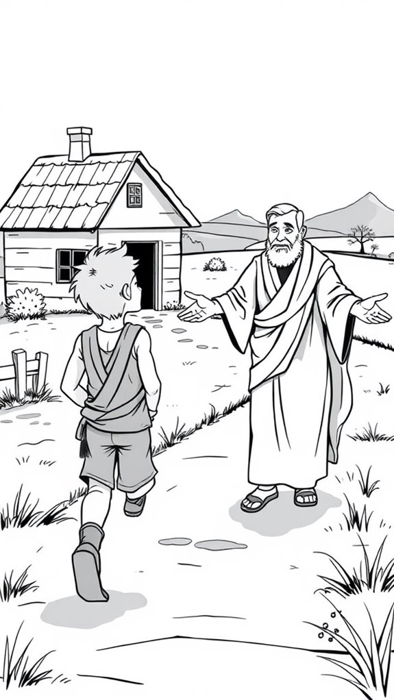 monochrome prodigal son illustration