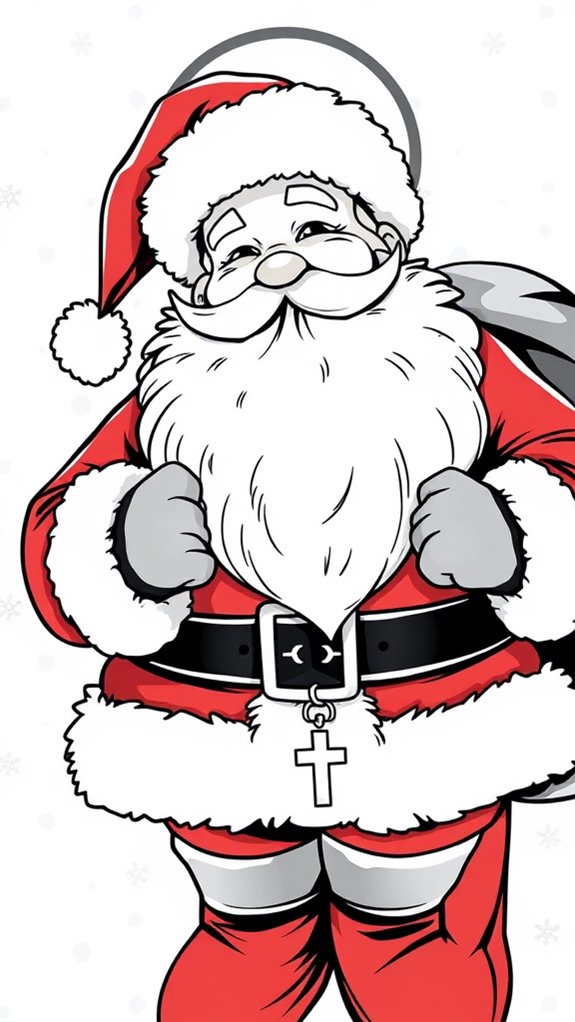 monochrome santa claus illustration
