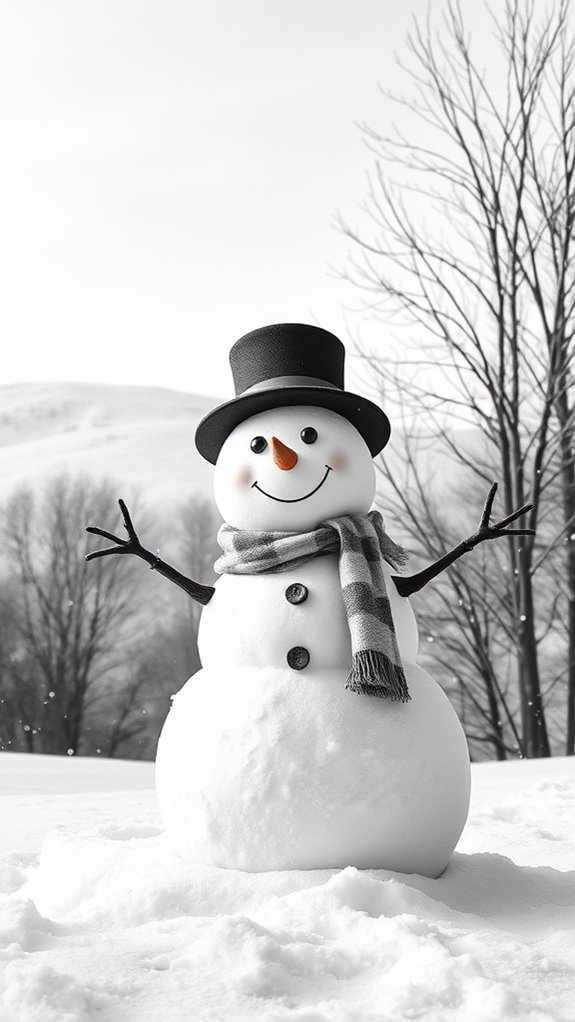 monochrome snowman illustration