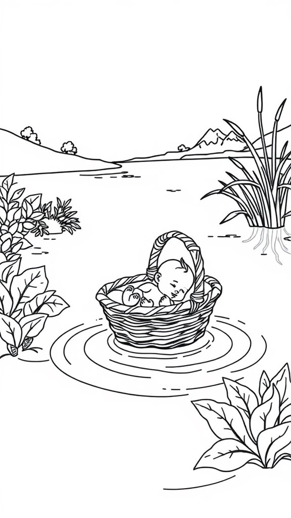 moses basket coloring activity