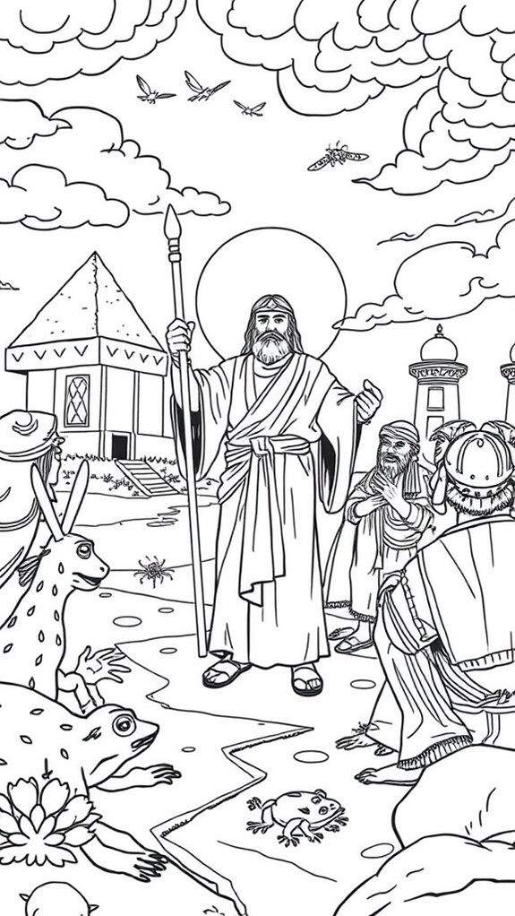 moses egyptian plagues coloring page