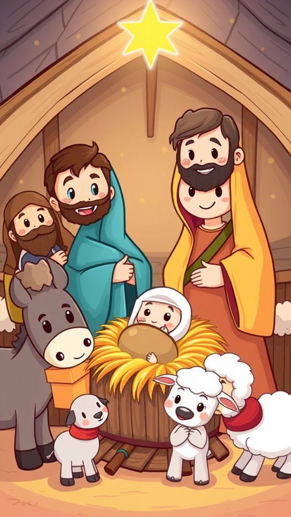 nativity scene cartoon clipart