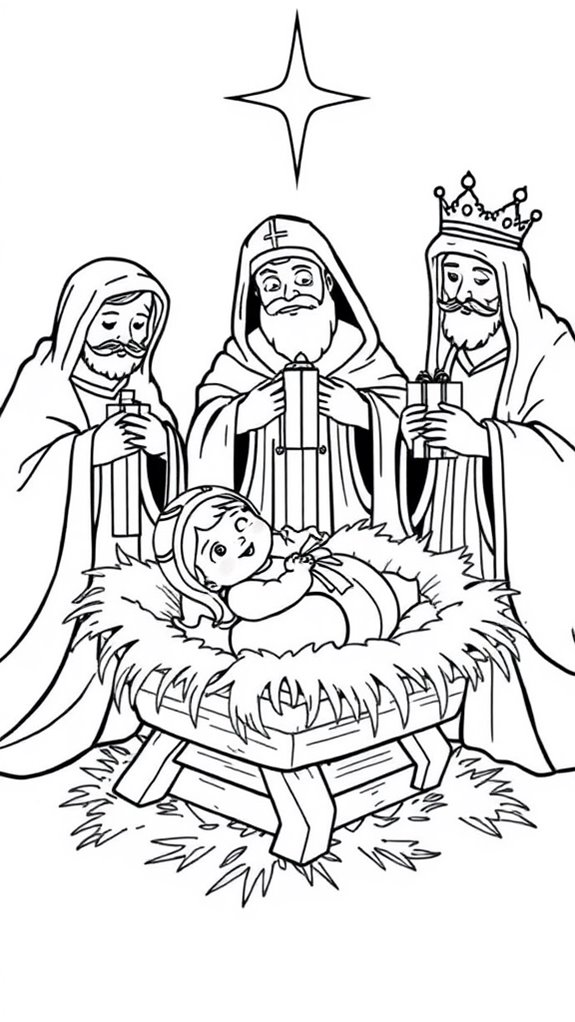 nativity scene coloring page