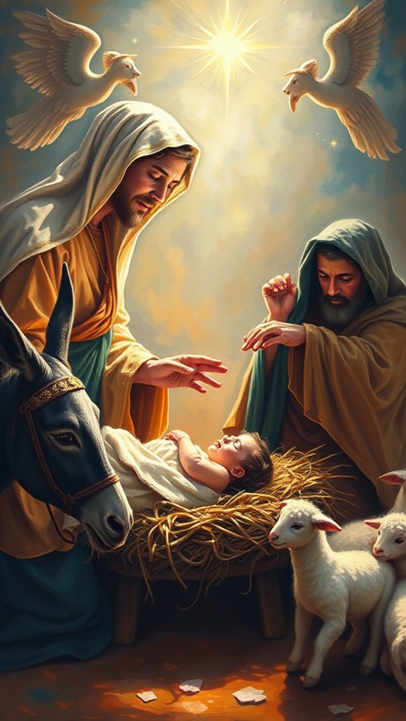 nativity scene oil painting