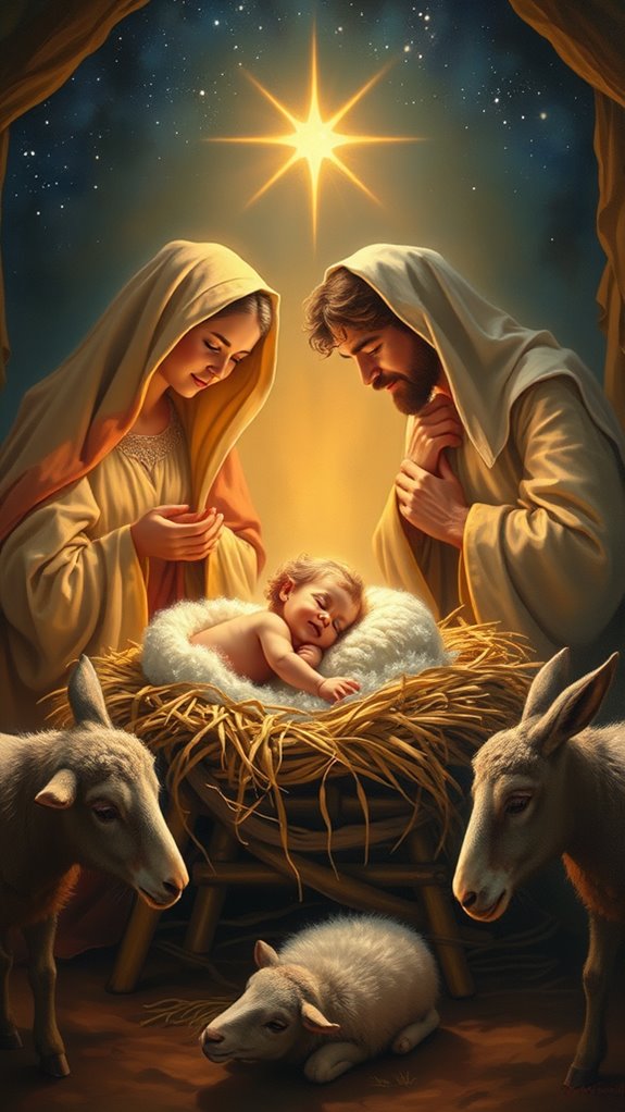 nativity scene oil painting