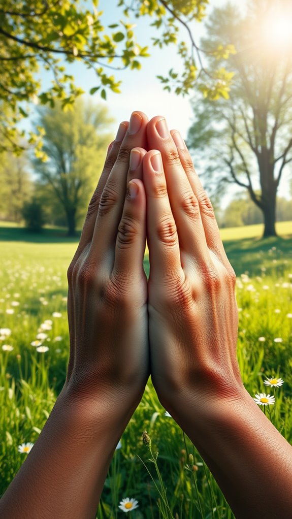 nature background with praying hands