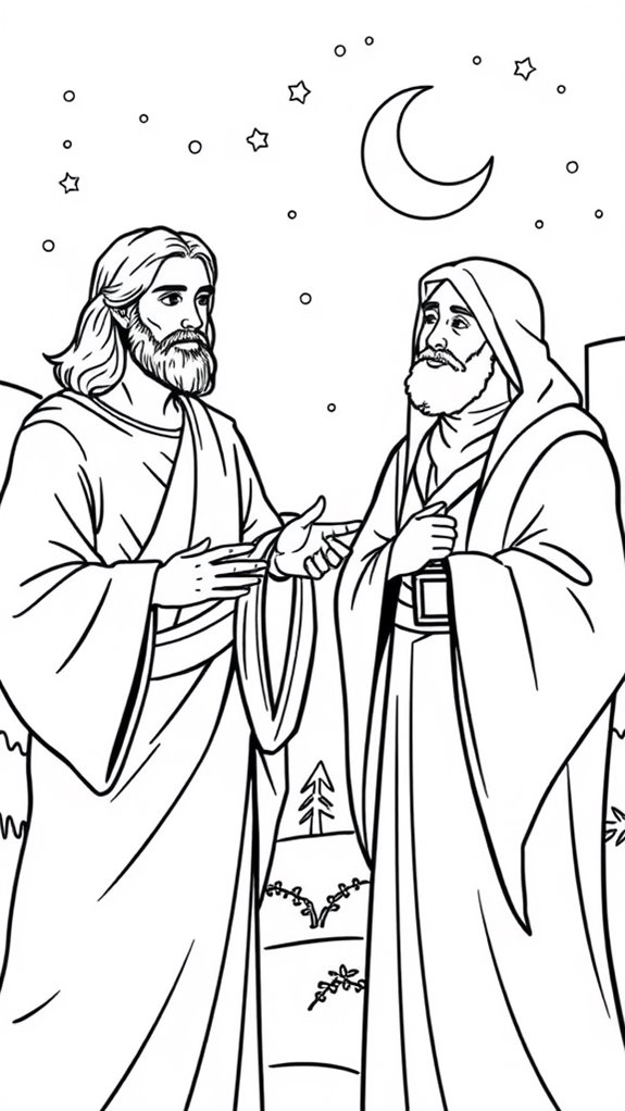 nighttime encounter coloring page