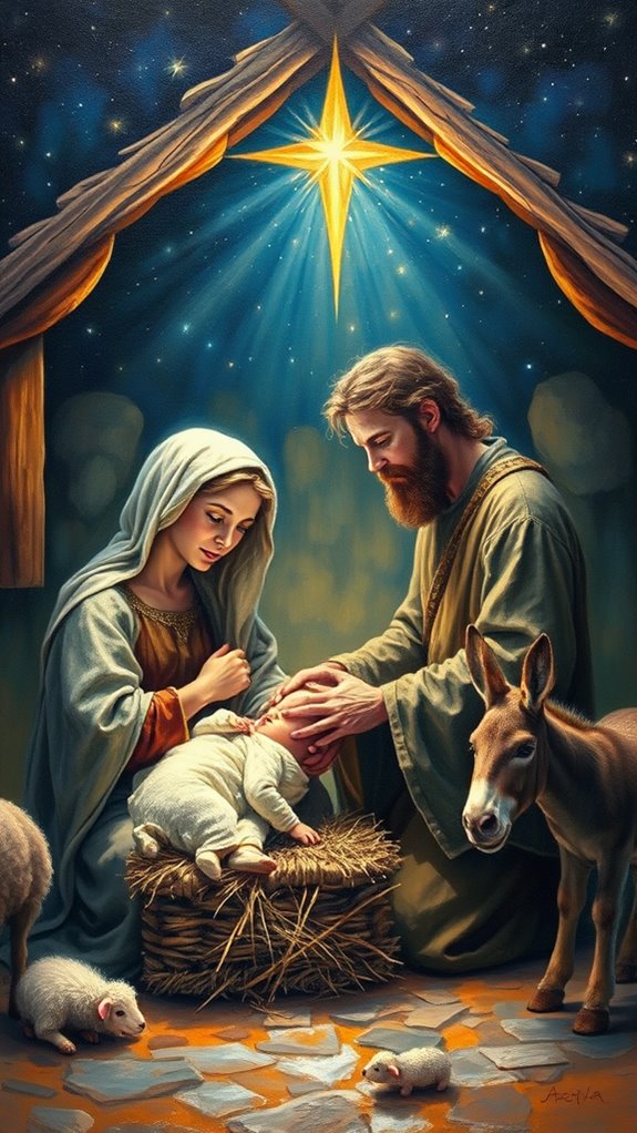 oil painting nativity scene