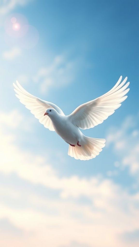 photorealistic dove in flight