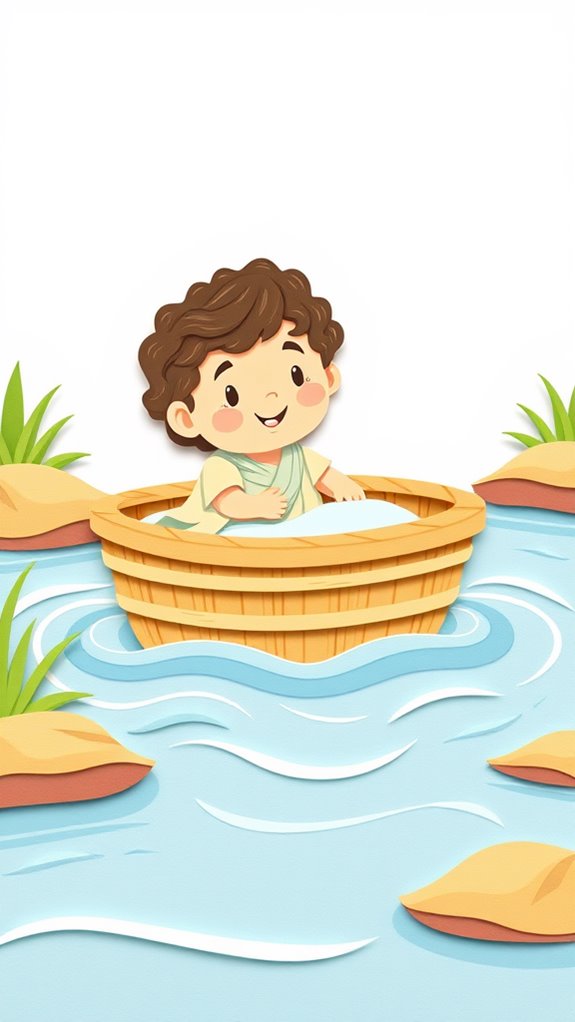 playful baby moses art