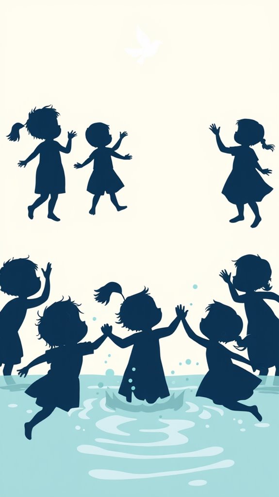 playful baptism children silhouettes