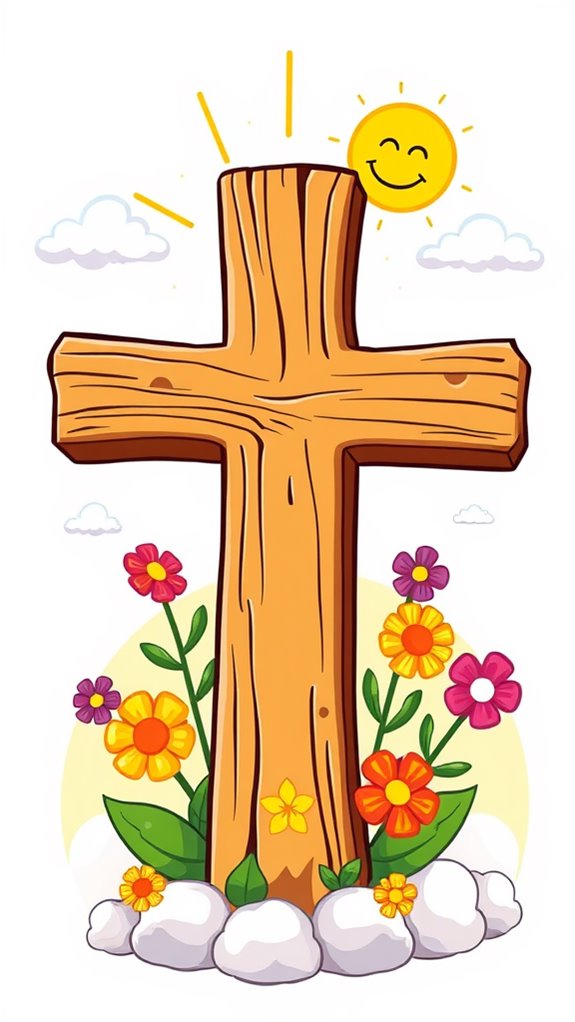 playful cartoon cross illustration