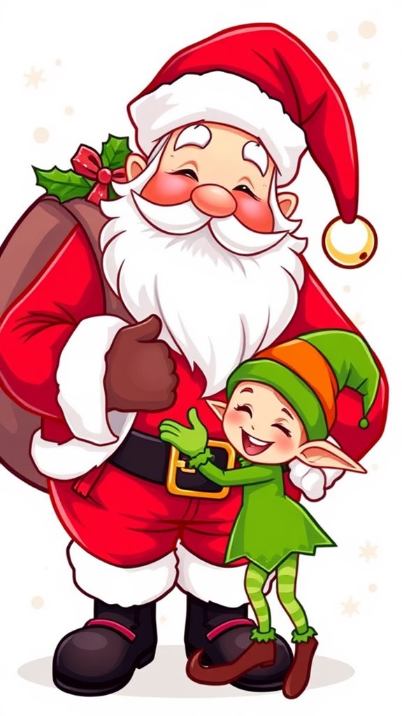 playful elf with santa