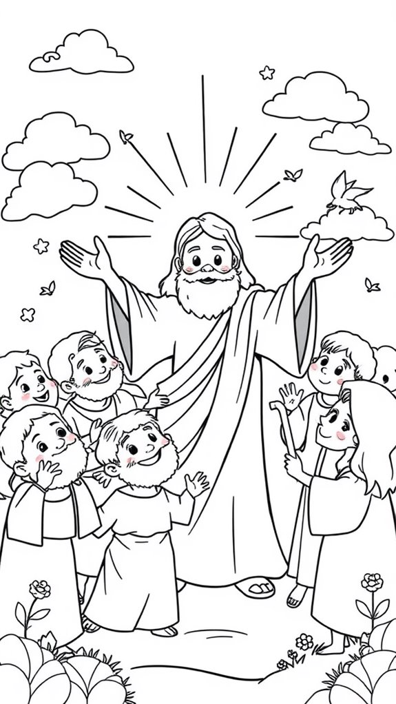 playful jesus disciples coloring page