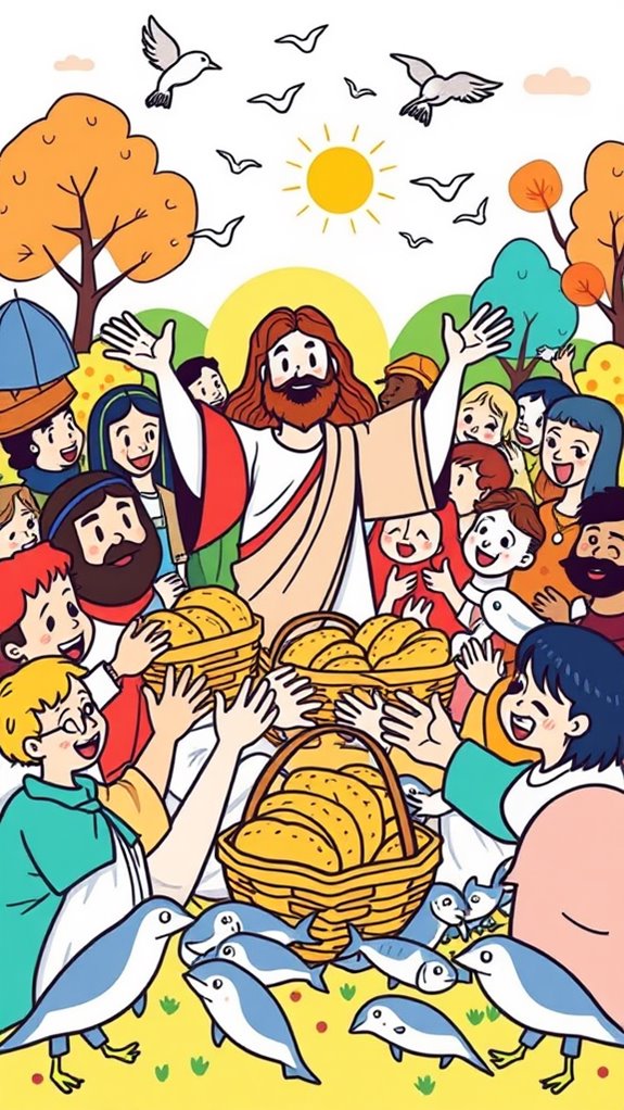 playful jesus feeding doodles