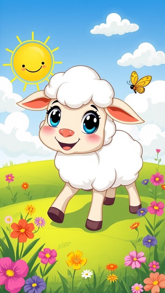 playful sheep illustration clipart