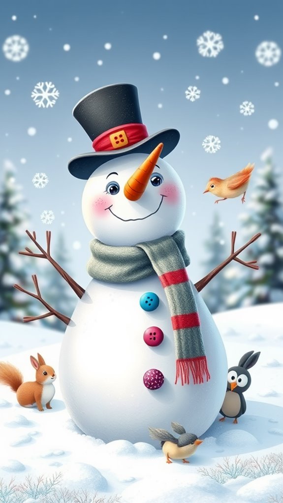 playful snowman in winter