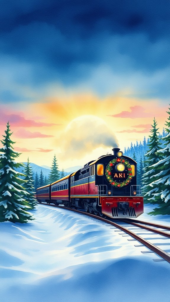 polar express watercolor art
