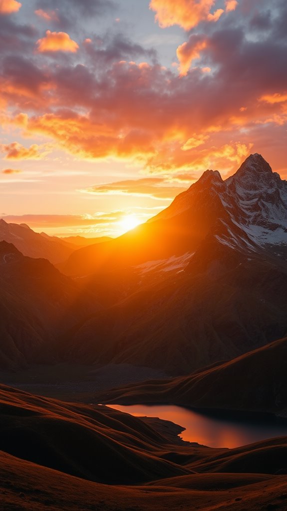 radiant sunrise over mountains