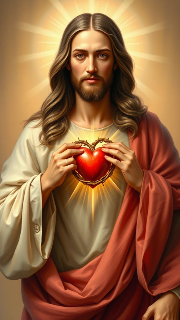 realistic sacred heart painting