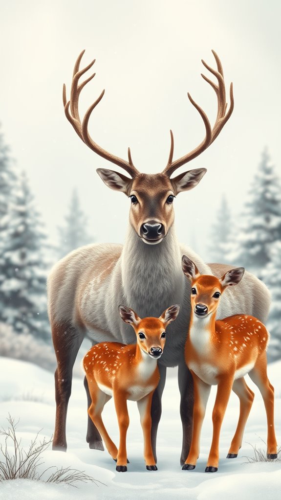 reindeer family holiday photo