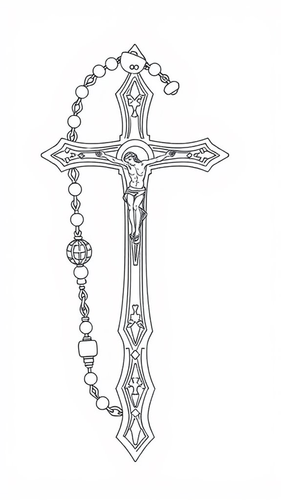 rosary line art illustration