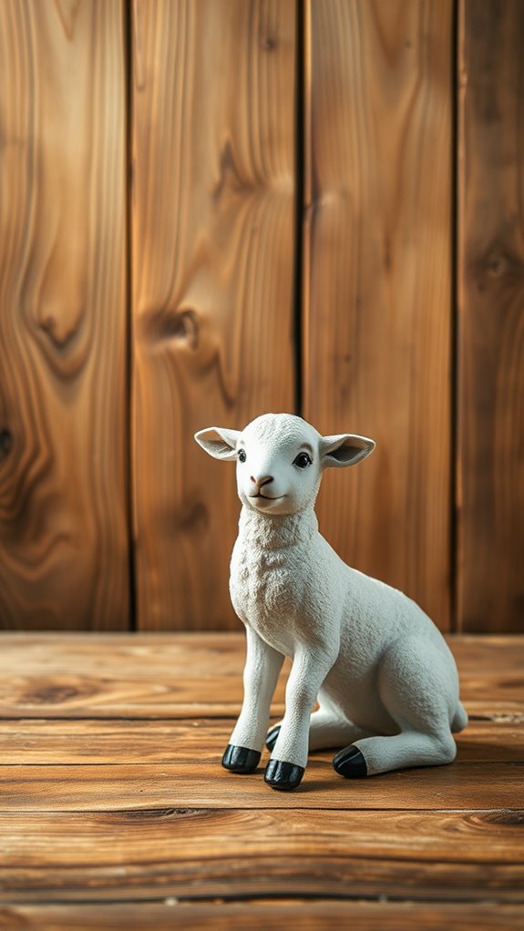 rustic lamb figurine display