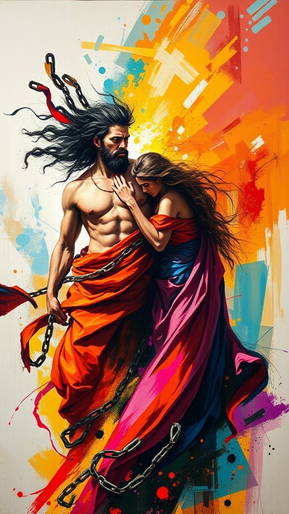 samson and delilah portrayed abstractly