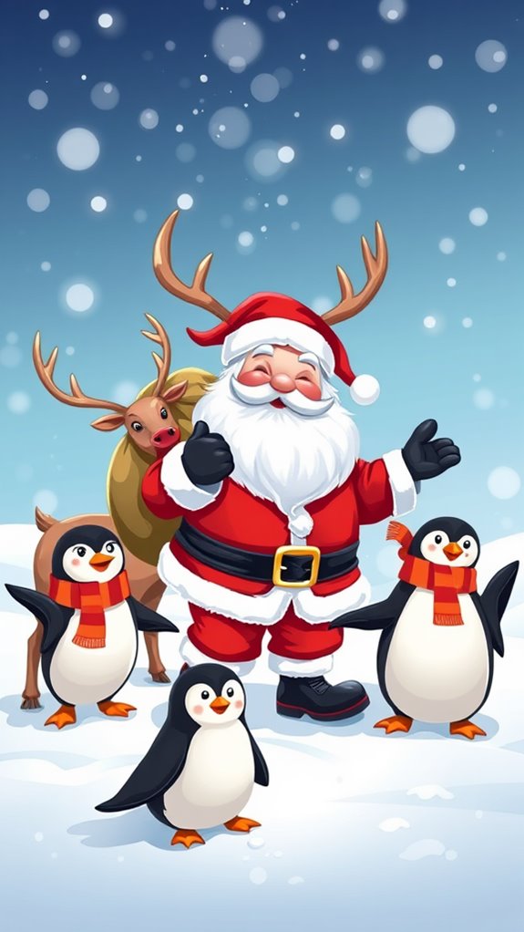 santa claus with animals