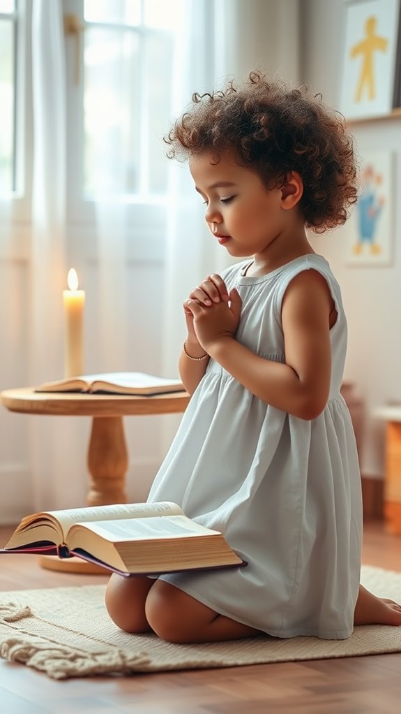 serene indoor child prayer