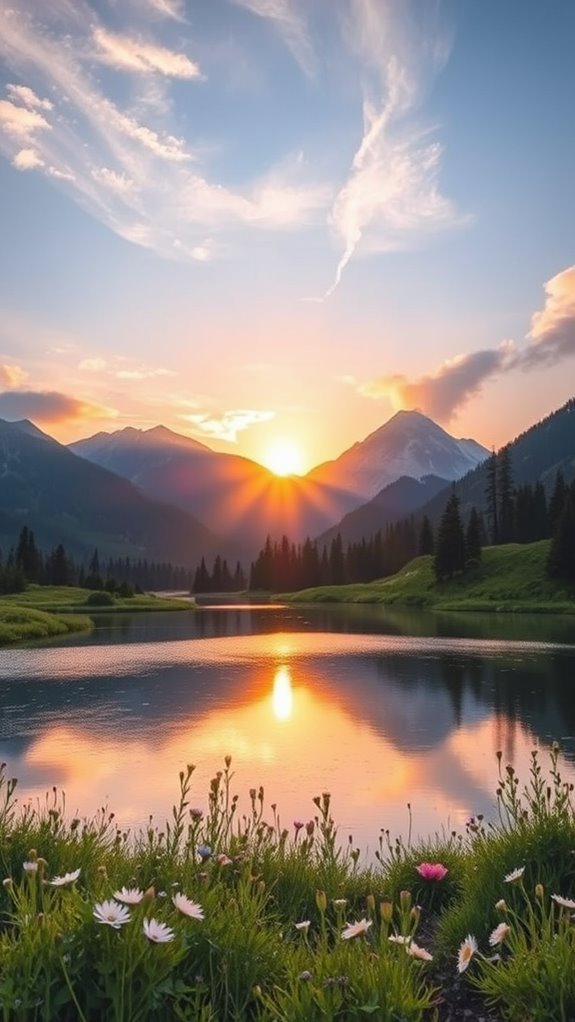serene sunrise mountain view