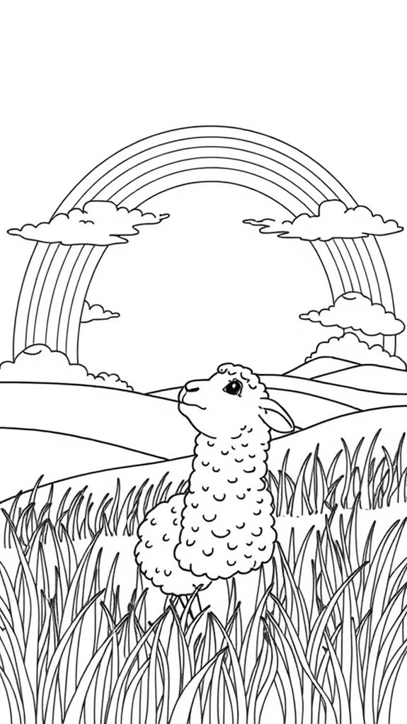 sheep and rainbow coloring