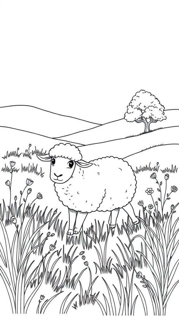 sheep meadow coloring page