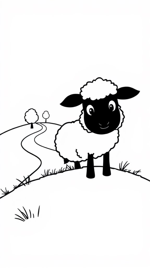 sheep silhouette coloring page