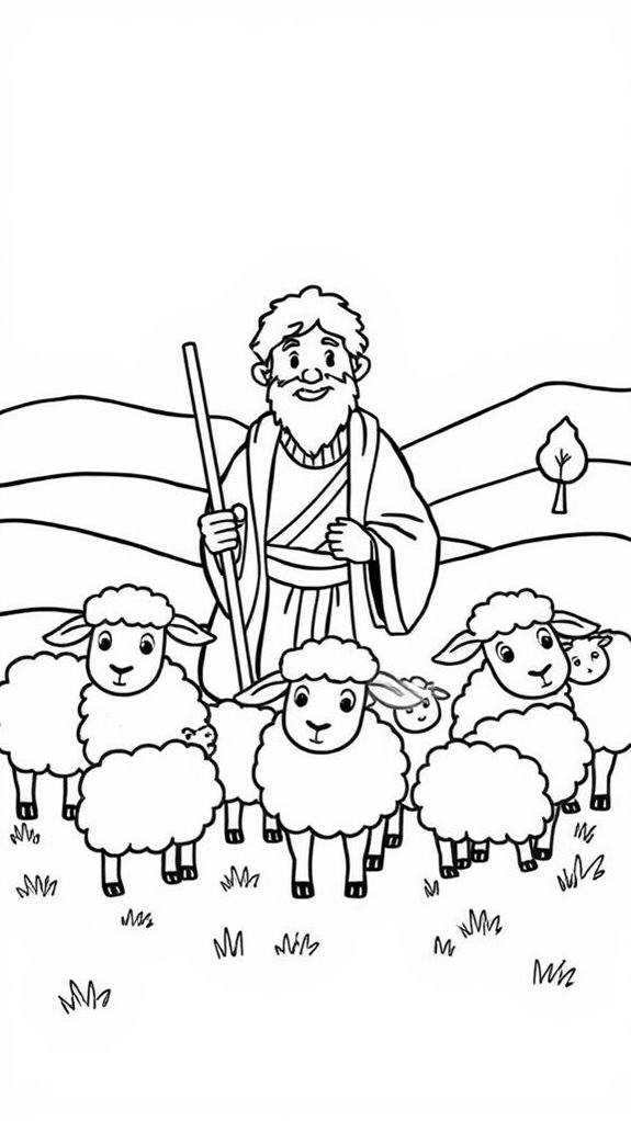 sheep themed family coloring page
