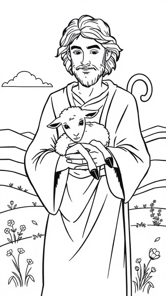 shepherd and lamb illustration