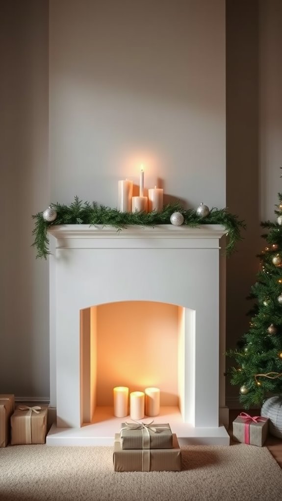 simple holiday fireplace decor