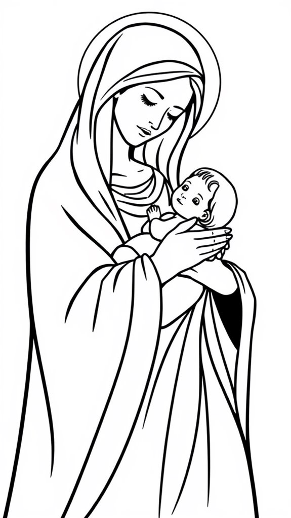 simple mary jesus illustration