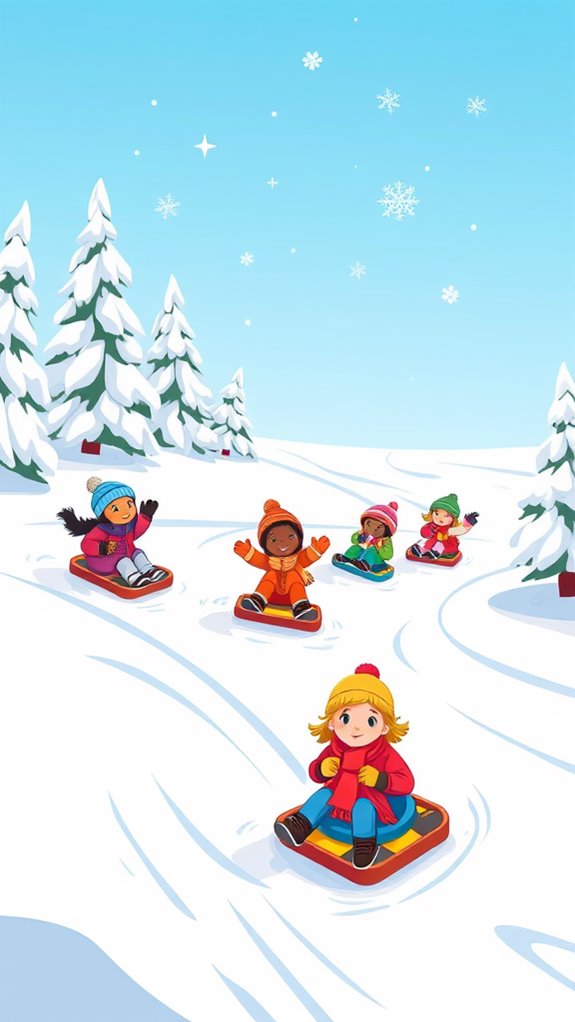 sledding hill winter scenes