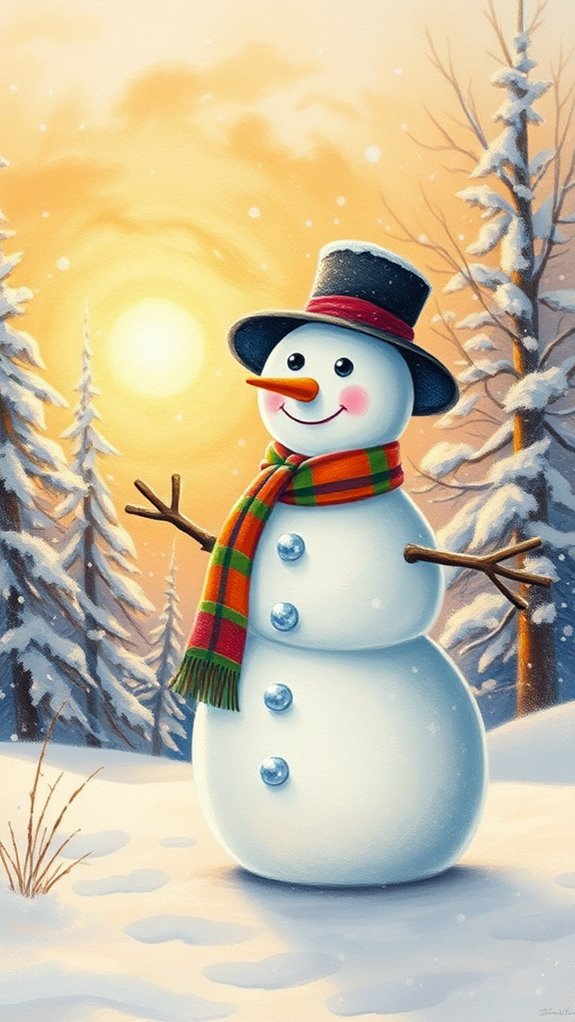 snowman in pastel colors