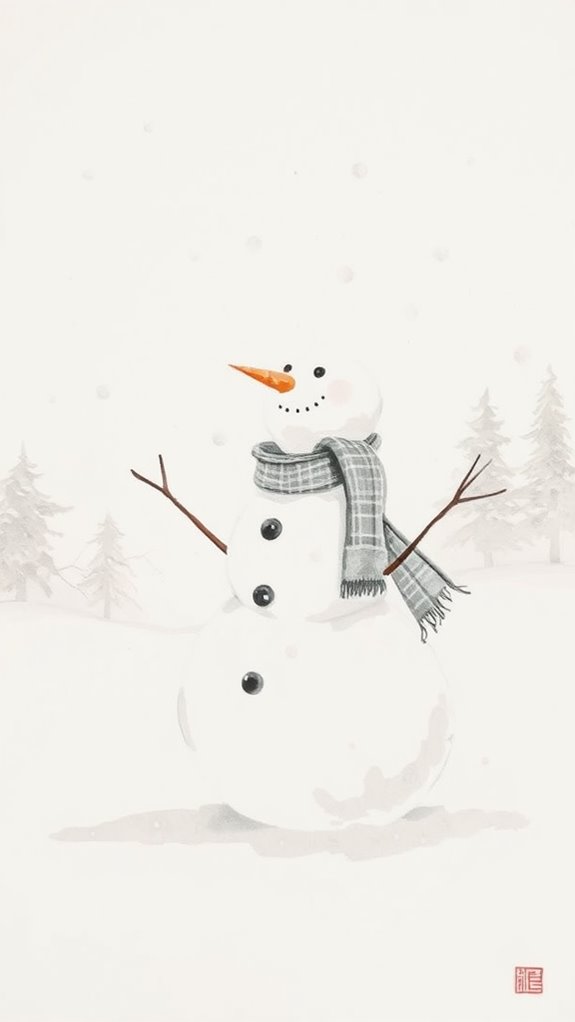snowman ink wash art
